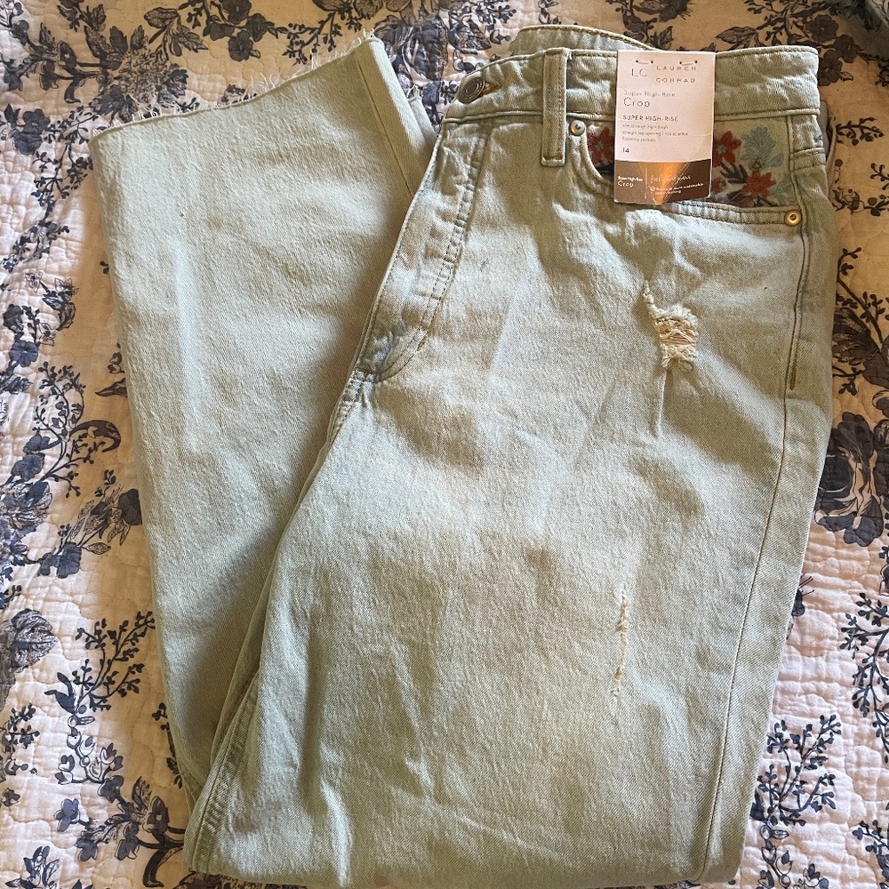 LC Lauren Conrad floral embroidered jeans